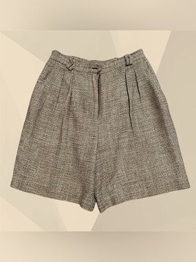 Doncaster Tailored Black & White Houndstooth Shorts, Size 10P